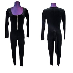Spirit Halloween Black Cat Costume Velvet Bodycon Jumpsuit Size Medium Women O81